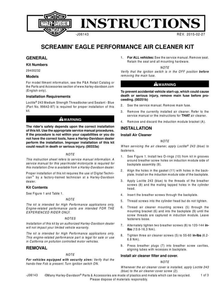 screamin` eagle performance air cleaner kit - Harley screamin` eagle performance air cleaner kit - Harley