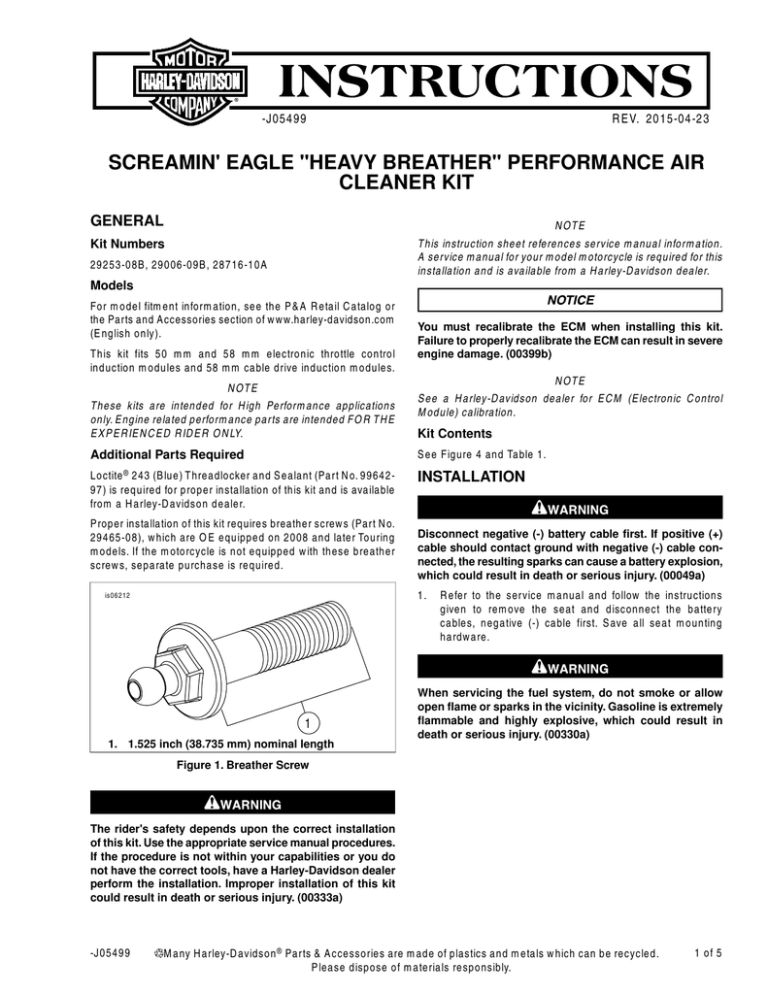 screamin` eagle "heavy breather" performance air - Harley screamin` eagle "heavy breather" performance air - Harley