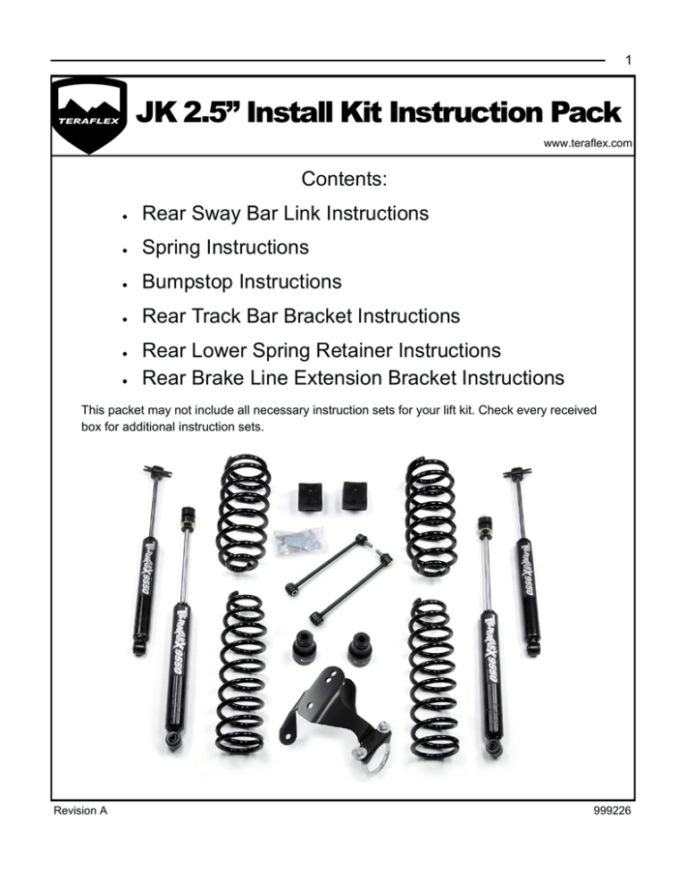 JK 2.5in Install Kit Packet JK 2.5in Install Kit Packet