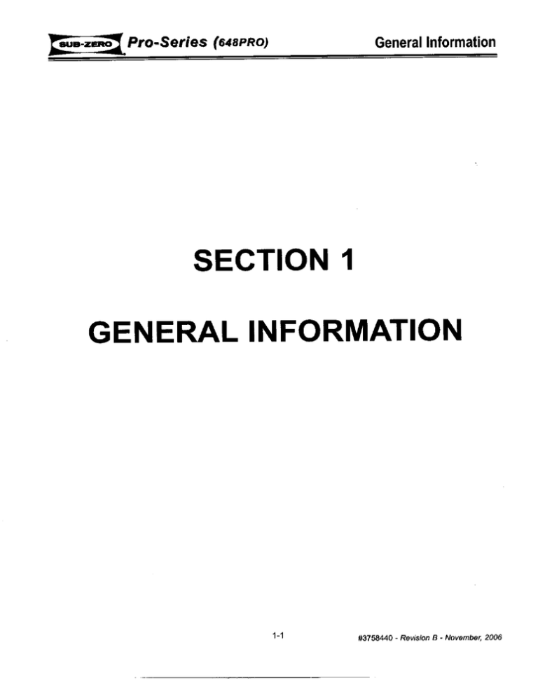 SECTION 1 GENERAL INFORMATION - Sub SECTION 1 GENERAL INFORMATION - Sub