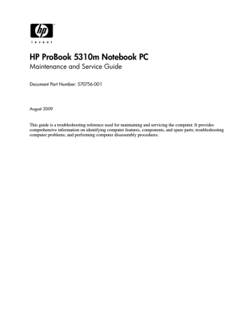 HP ProBook 5310m Notebook PC Guide | Manualzz