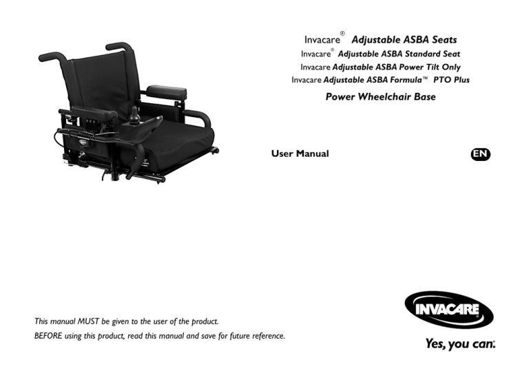 Invacare Adjustable ASBA Seats Power Wheelchair Base Invacare Adjustable ASBA Seats Power Wheelchair Base