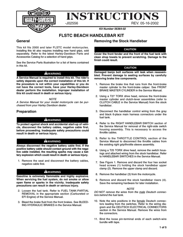 INSTRUCTIONS - Harley INSTRUCTIONS - Harley