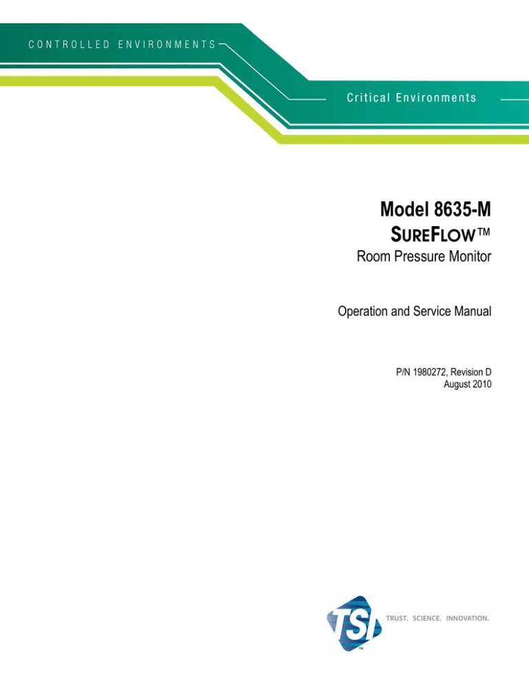 Model 8635-M SureFlow Room Pressure Monitor Operation Model 8635-M SureFlow Room Pressure Monitor Operation