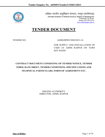 TENDER DOCUMENTS TENDER DOCUMENTS