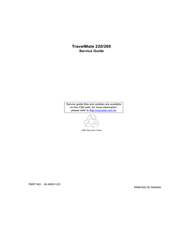 Acer TravelMate 260 series Service manual | Manualzz