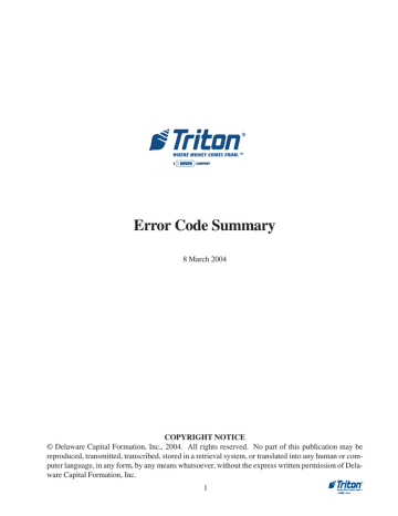 TRITON Error Codes - Cypress Advantage TRITON Error Codes - Cypress Advantage