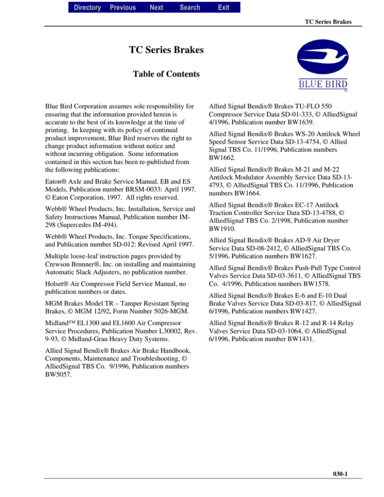 030—Brakes - Central States Bus Sales, Inc. 030—Brakes - Central States Bus Sales, Inc.