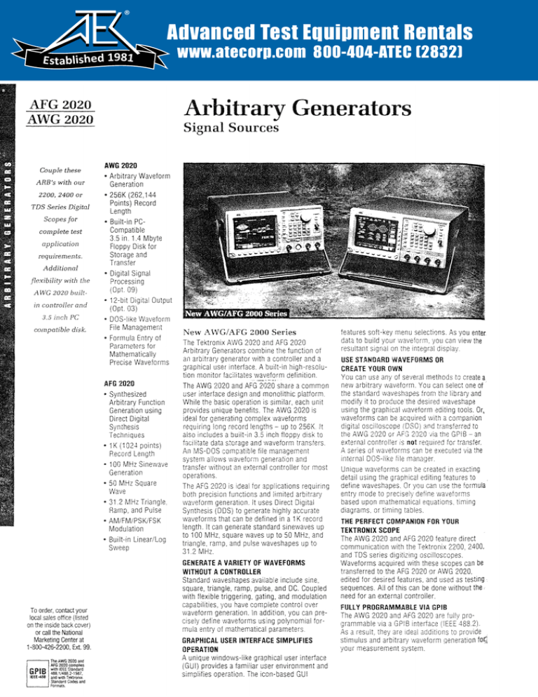 Arbitrary Generators - Advanced Test Equipment Rentals Arbitrary Generators - Advanced Test Equipment Rentals