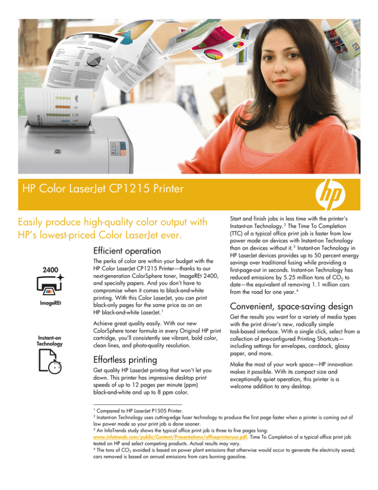 HP Color LaserJet CP1215 Printer HP Color LaserJet CP1215 Printer