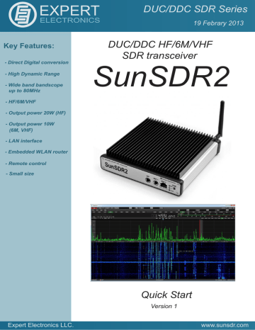 Expert Electronics SunSDR2 Pro Quick start manual | Manualzz Expert Electronics SunSDR2 Pro Quick start manual | Manualzz