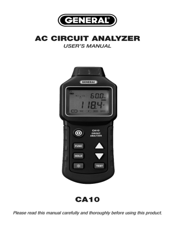General Tools CA10 AC Circuit Analyzer Use and Care Manual | Manualzz