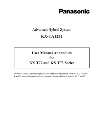 KX-TA 1232 User Manual Addendum 2793za KX-TA 1232 User Manual Addendum 2793za