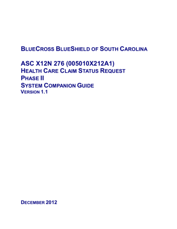 HIPAA 5010 276/277 Conpanian Guide HIPAA 5010 276/277 Conpanian Guide