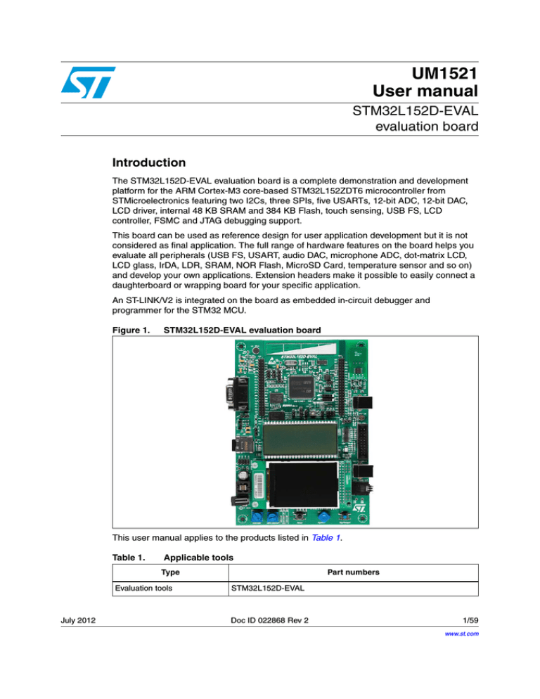 STM32L152D-EVAL evaluation board STM32L152D-EVAL evaluation board