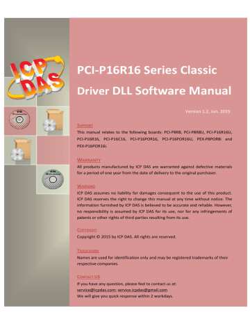 ICP | PCI-P16C16 | Manual | PCI-P16R16 Series Classic Driver DLL Software | Manualzz