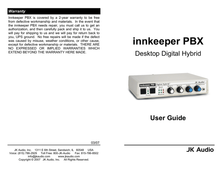 innkeeper PBX-0207 innkeeper PBX-0207