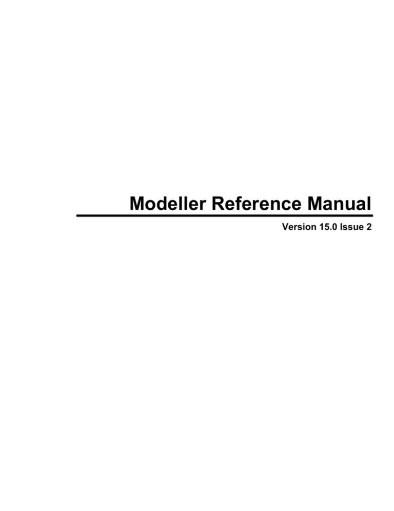 Modeller Reference Manual Modeller Reference Manual