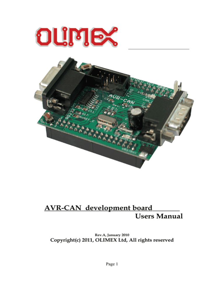 AVR-CAN User Manual AVR-CAN User Manual