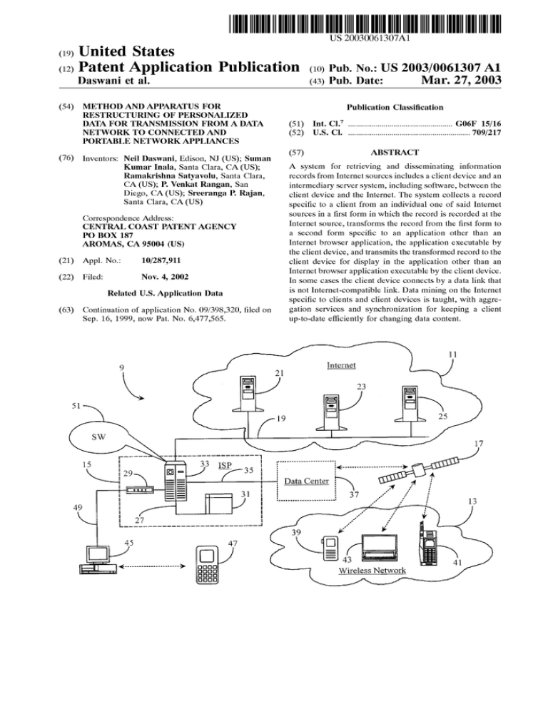 Method and apparatus for restructuring of personalized data for Method and apparatus for restructuring of personalized data for