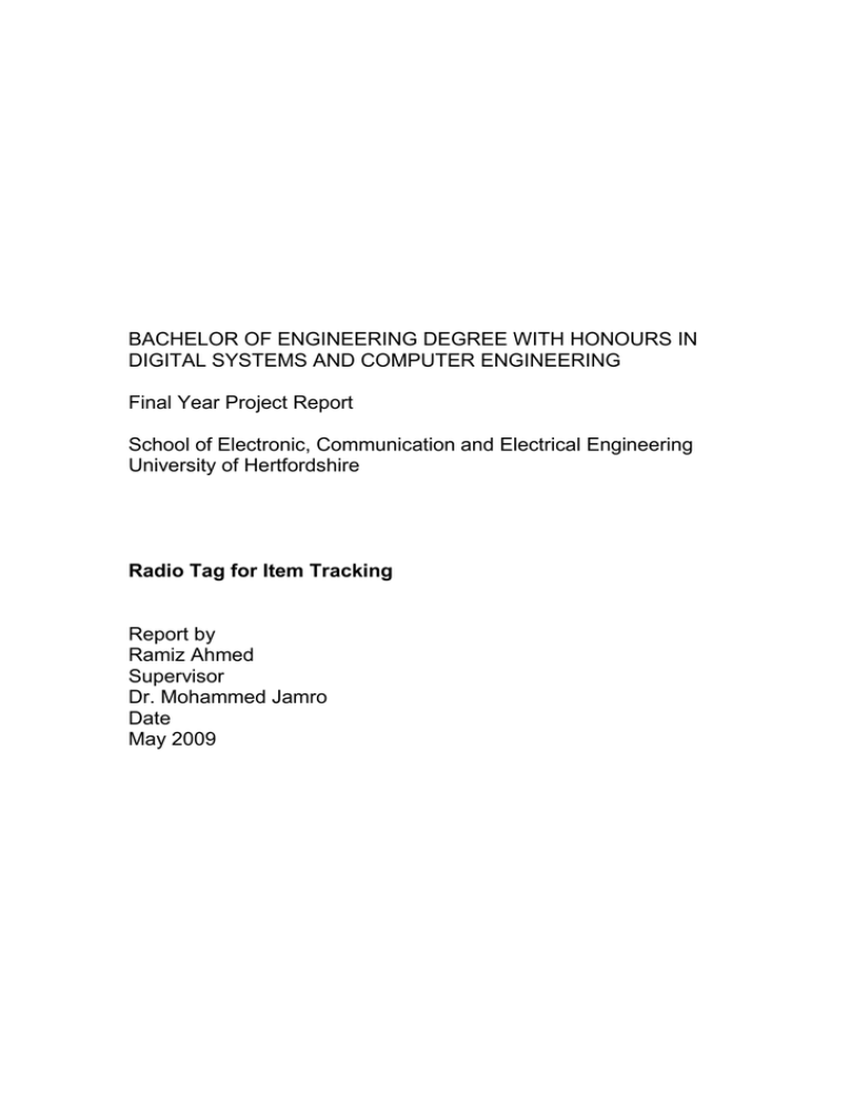 Radio Tag For Item Tracking - Introduction Radio Tag For Item Tracking - Introduction