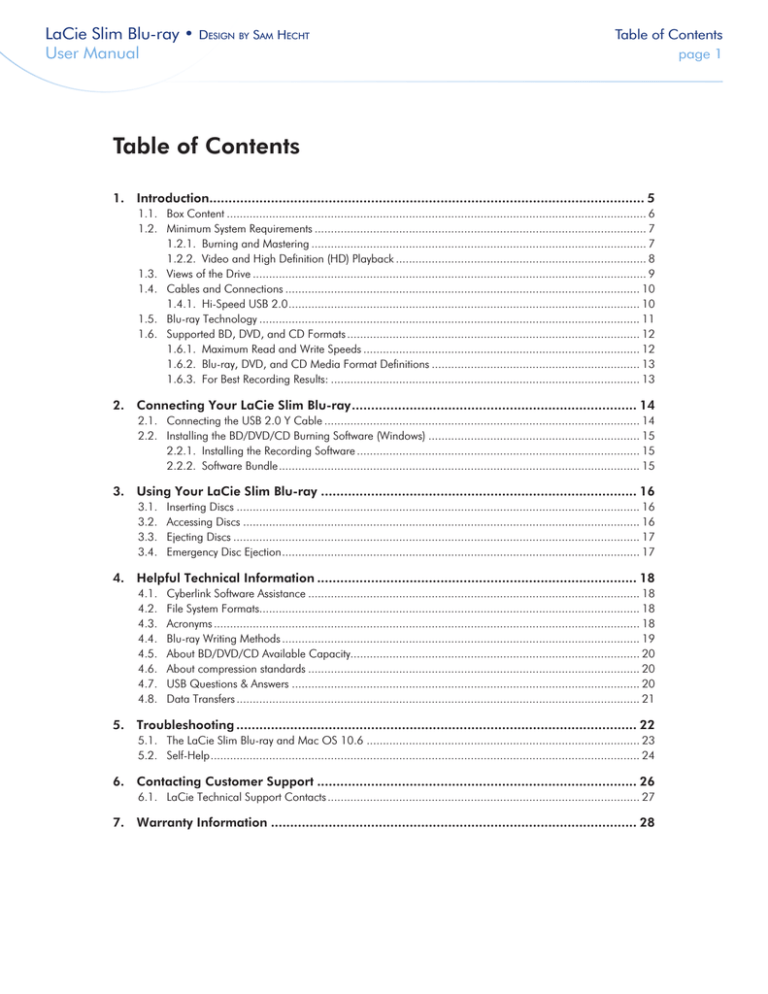 LaCie Slim Blu-ray™ User manual LaCie Slim Blu-ray™ User manual