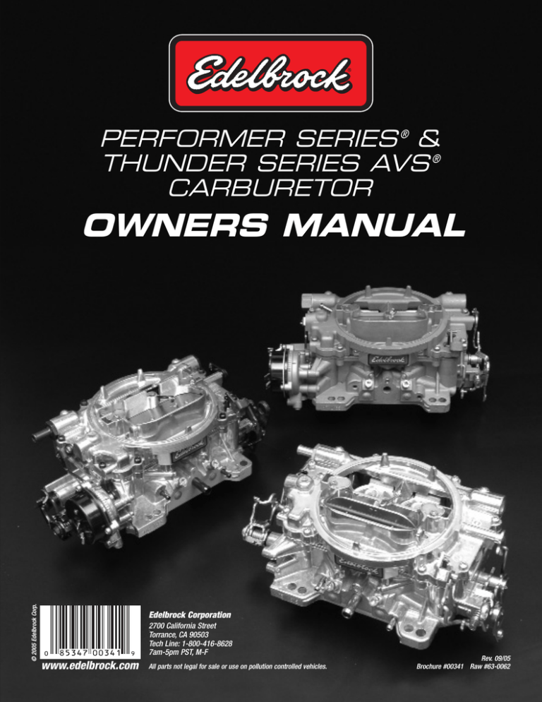 Carburetor Owners Manual Carburetor Owners Manual
