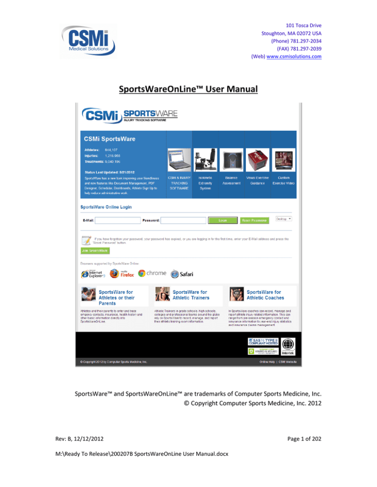 SportsWareOnLine™ User Manual SportsWareOnLine™ User Manual