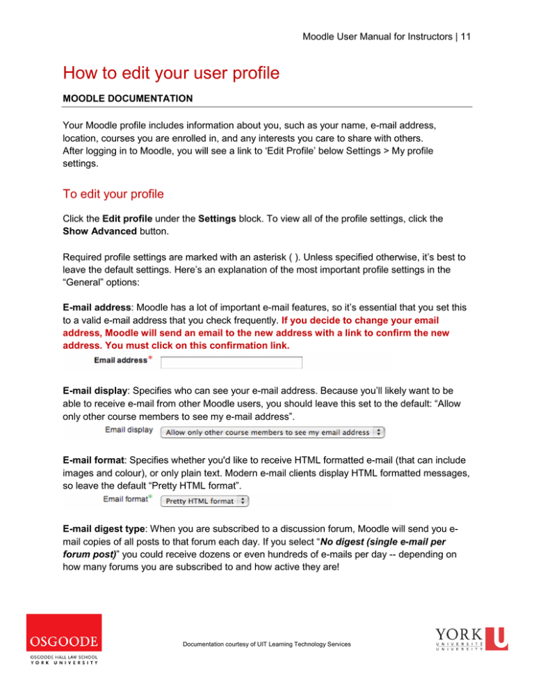 Moodle User Manual for Instructors Moodle User Manual for Instructors