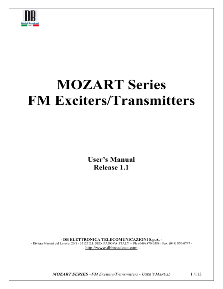 Mozart-30 Manual Mozart-30 Manual