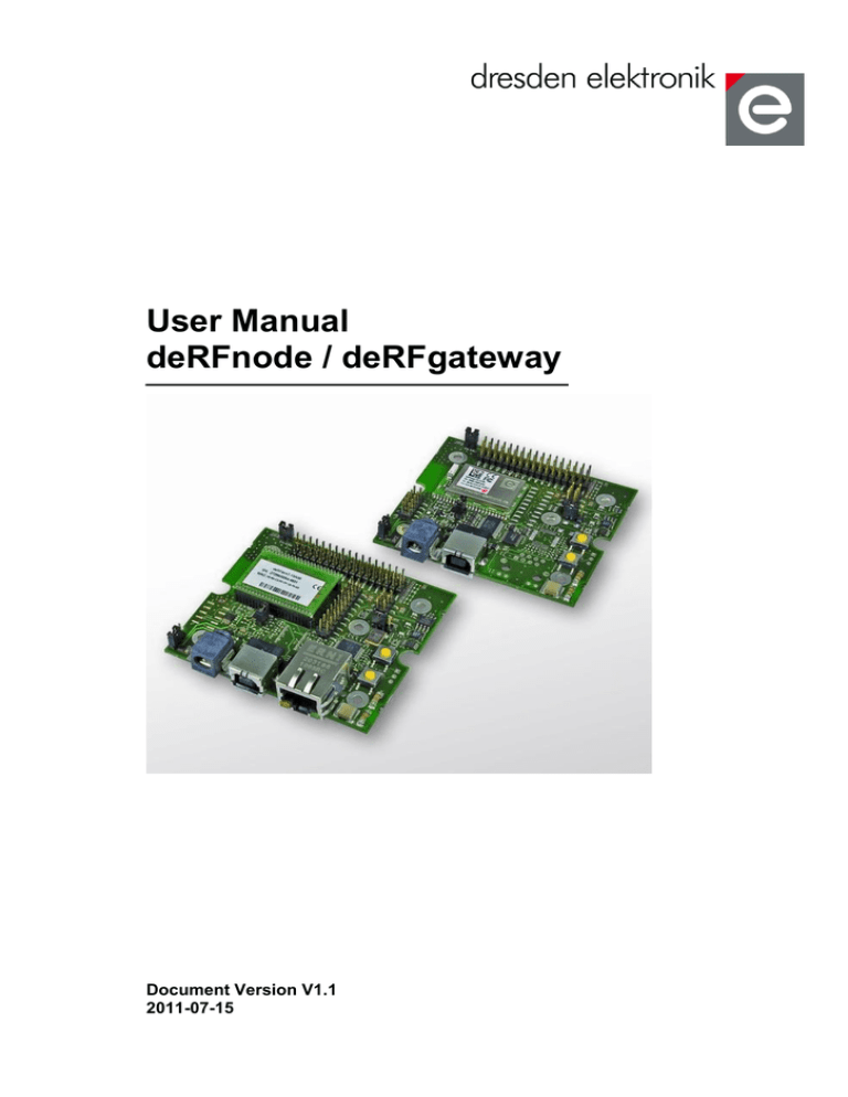 User Manual deRFnode / deRFgateway - Digi-Key User Manual deRFnode / deRFgateway - Digi-Key