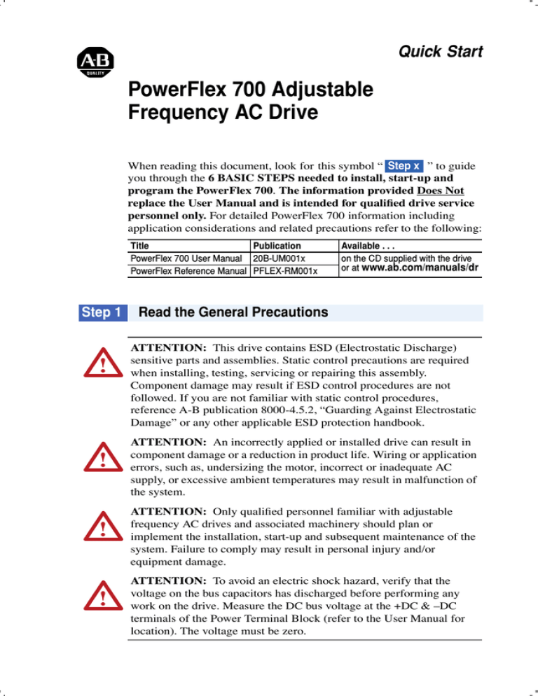 PowerFlex 700 Adjustable Frequency AC Drive ! ! ! ! PowerFlex 700 Adjustable Frequency AC Drive ! ! ! !