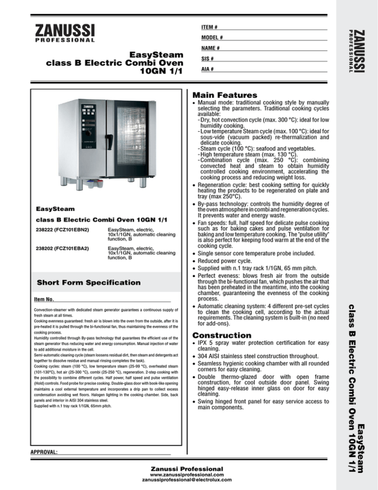 EasySteam class B Electric Combi Oven 10GN 1 EasySteam class B Electric Combi Oven 10GN 1