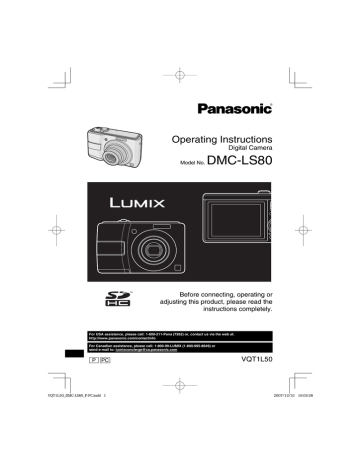 Panasonic DMC-LS80 Operating instructions Panasonic DMC-LS80 Operating instructions