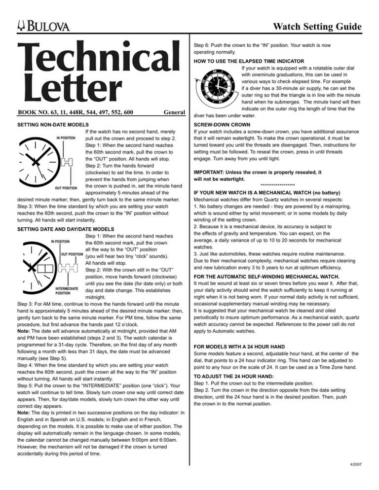 Watch Setting Guide Watch Setting Guide