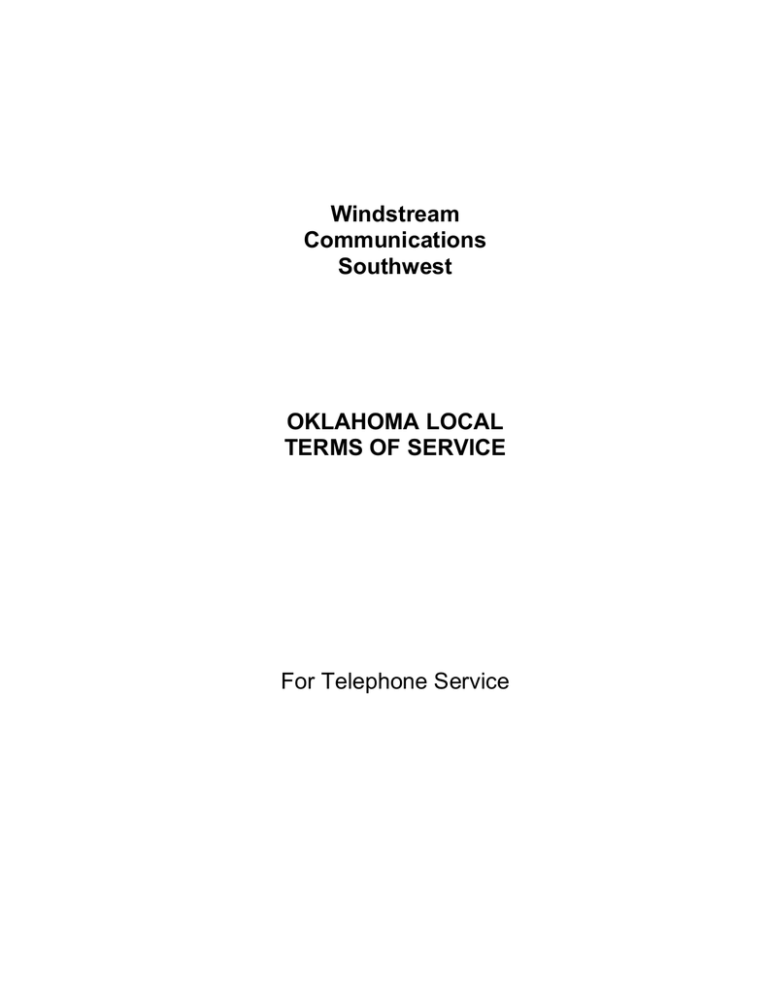 Windstream Communications Southwest OKLAHOMA LOCAL Windstream Communications Southwest OKLAHOMA LOCAL