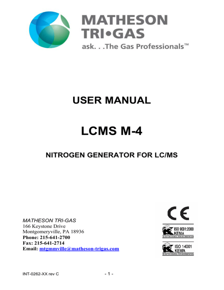 USER MANUAL - Matheson TRIGAS USER MANUAL - Matheson TRIGAS