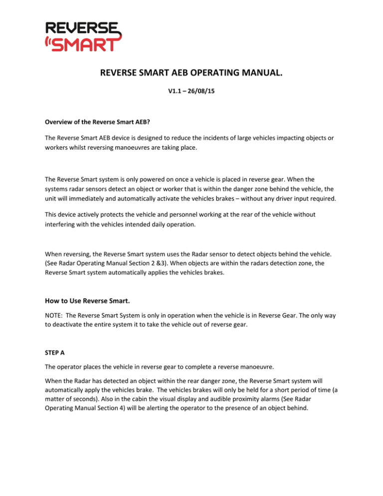 REVERSE SMART AEB OPERATING MANUAL. REVERSE SMART AEB OPERATING MANUAL.