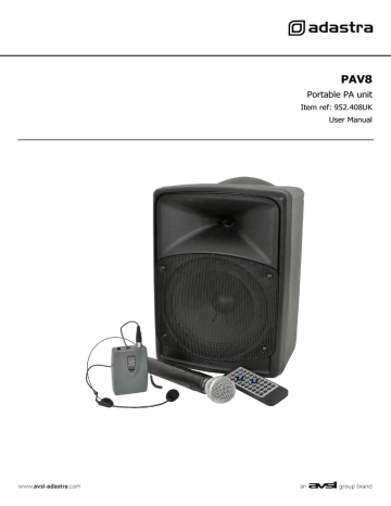 Adastra PAV8 User manual | Manualzz Adastra PAV8 User manual | Manualzz