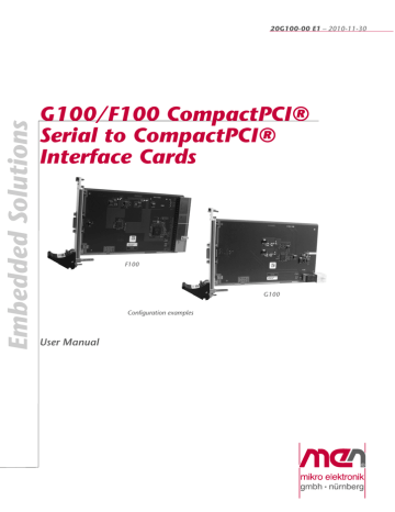 MEN Mikro Elektronik F100 CompactPCI User manual | Manualzz