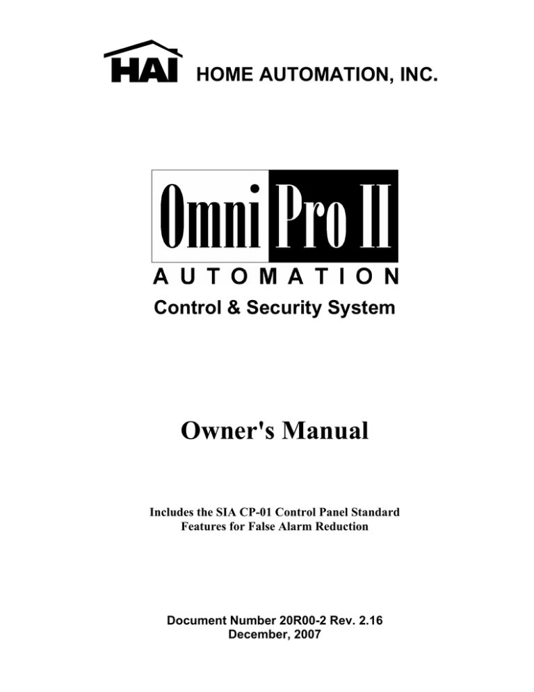 OmniPro II Owner`s Manual OmniPro II Owner`s Manual