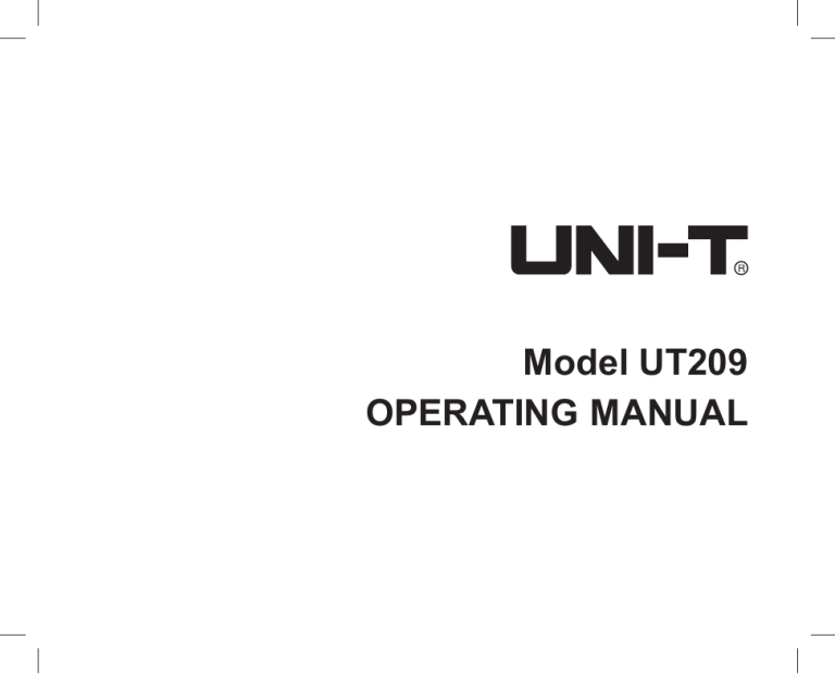 Model UT209 OPERATING MANUAL Model UT209 OPERATING MANUAL