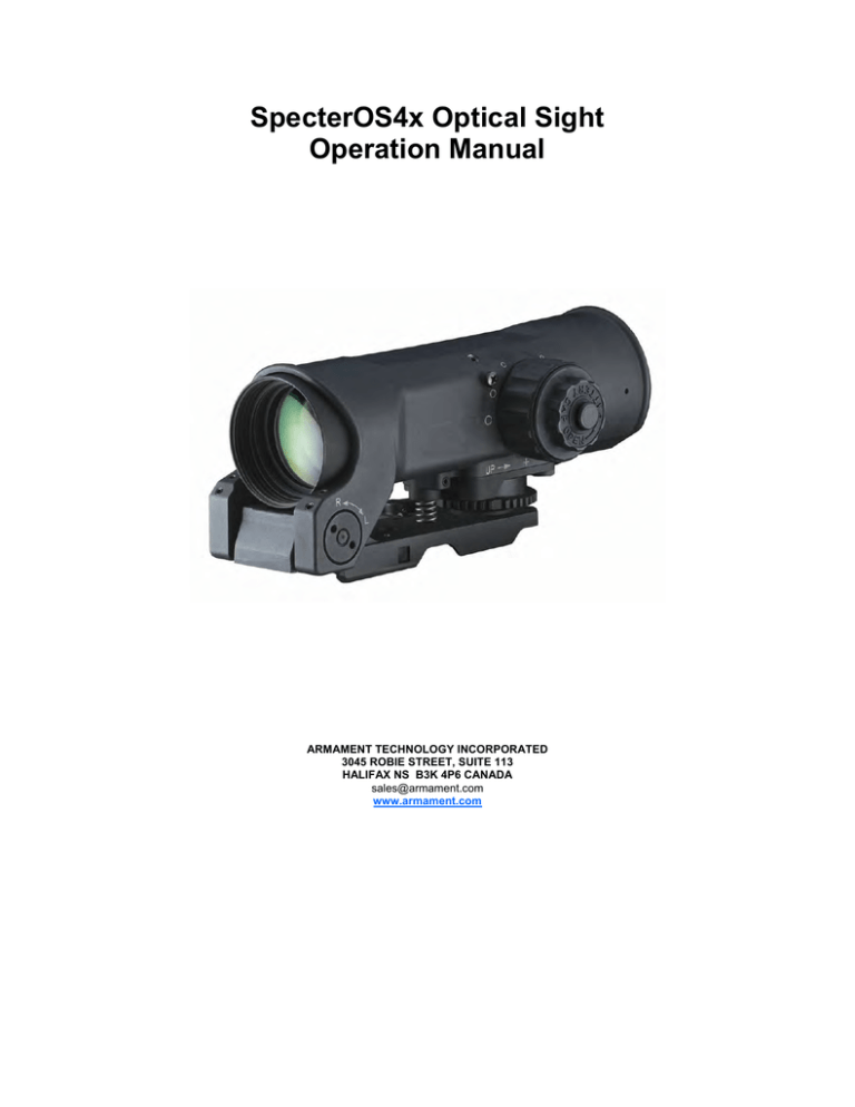 SpecterOS4x Optical Sight Operation Manual SpecterOS4x Optical Sight Operation Manual