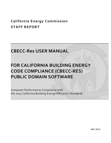 CBECC-Res USER MANUAL FOR CALIFORNIA BUILDING | Manualzz