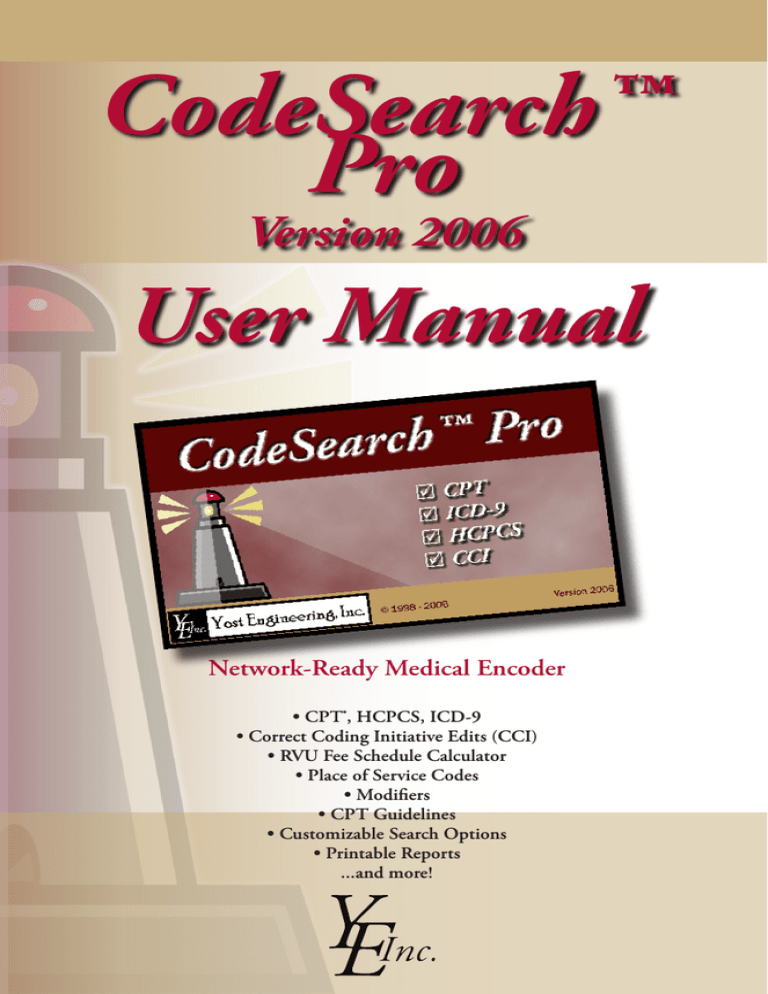 CodeSearch™ Pro - YEI Healthcare CodeSearch™ Pro - YEI Healthcare