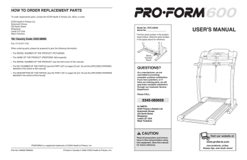 ProForm PETL6000 Owner's manual ProForm PETL6000 Owner's manual
