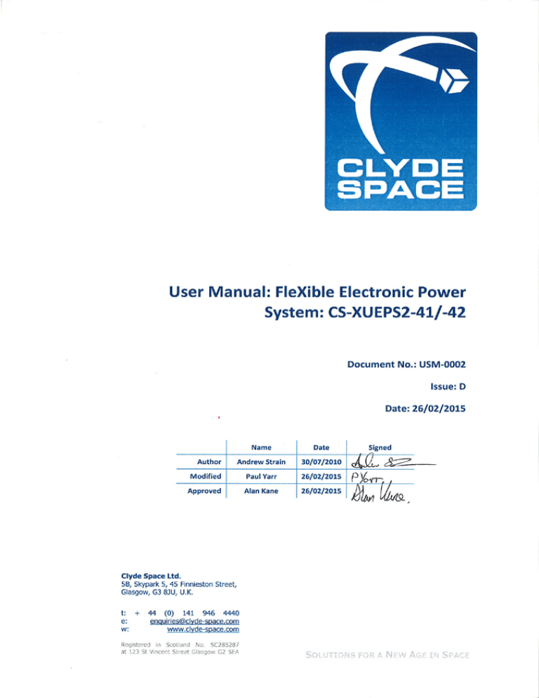 User Manual - Clyde Space User Manual - Clyde Space