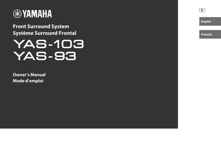 Yamaha YAS-103, YAS-93 Owner's manual Yamaha YAS-103, YAS-93 Owner's manual