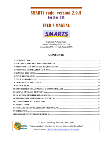 SMARTS code, version 2.9.5 USER`S MANUAL SMARTS code, version 2.9.5 USER`S MANUAL