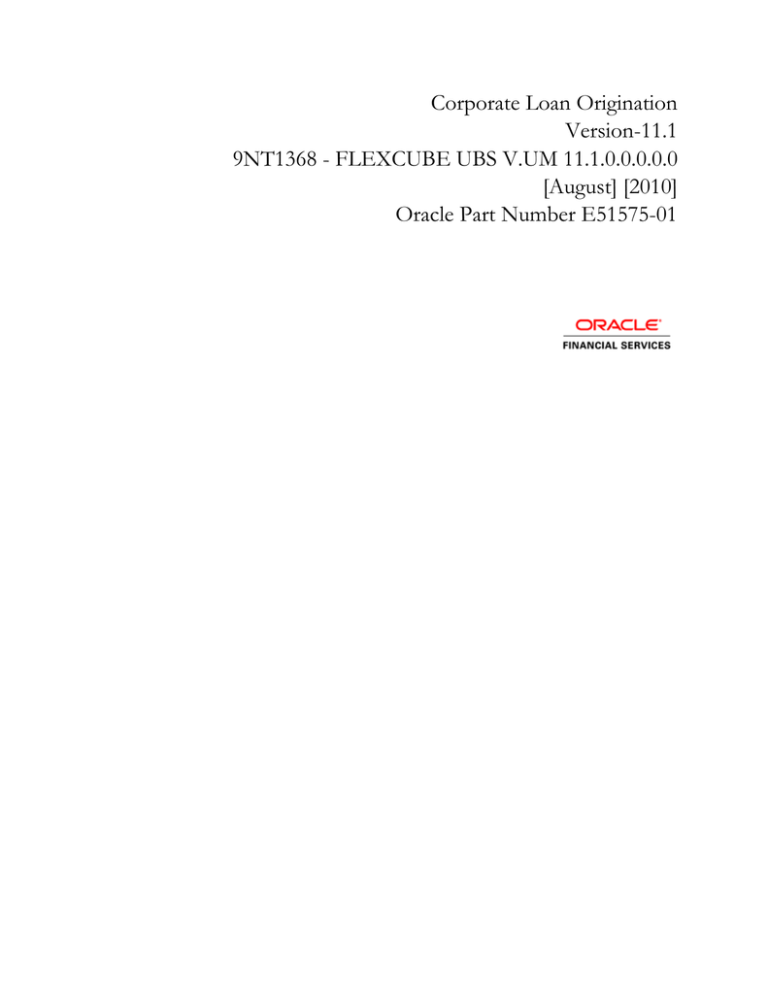1. Corporate Loan Origination 1. Corporate Loan Origination